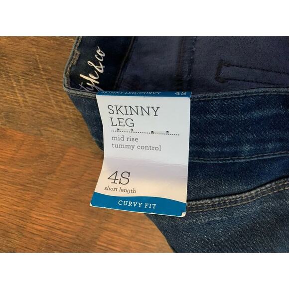 Style & Co Jeans Curvy Skinny Leg Mid Rise Tummy Control Short Length Size 4S - Picture 7 of 11